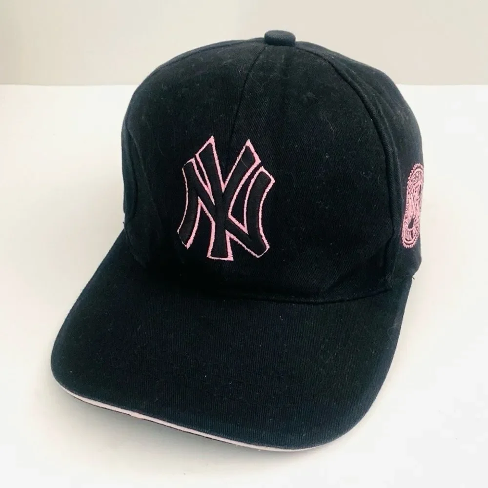 Black and Pink Youth and Women NY Cap One Size Adjustable Sporty Casual Street